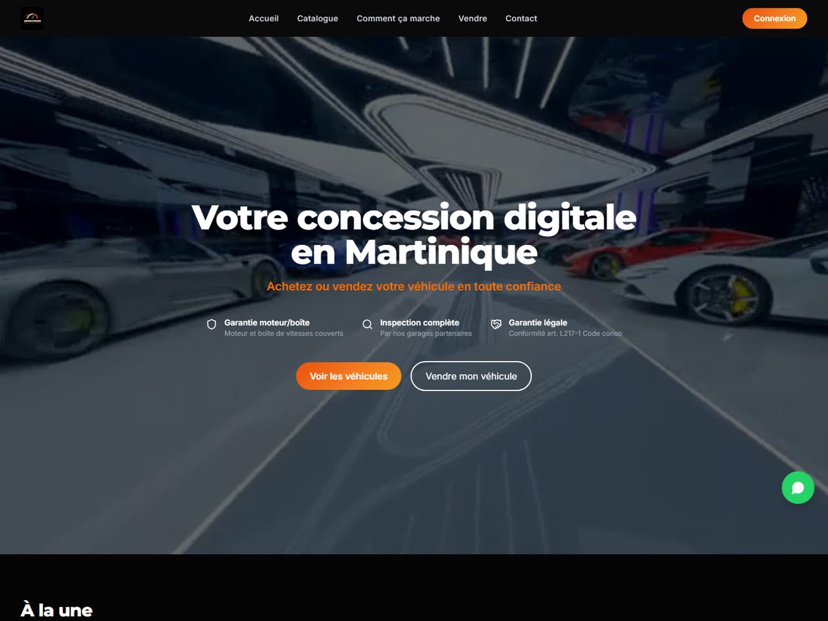 Page d’accueil du site SCS Showvroom